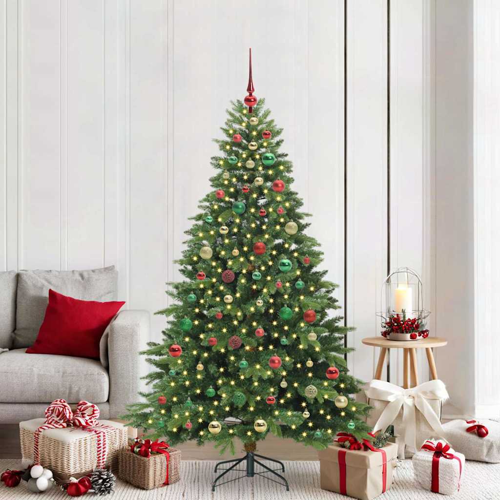 Kunstig juletre med 300 LED med stativ grønn 180 cm PE og PVC