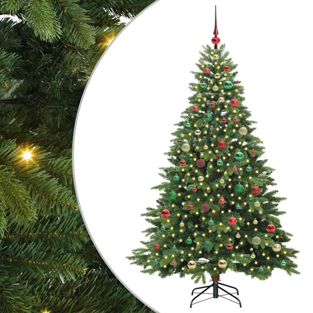 Kunstig juletre med 300 LED med stativ grønn 180 cm PE og PVC