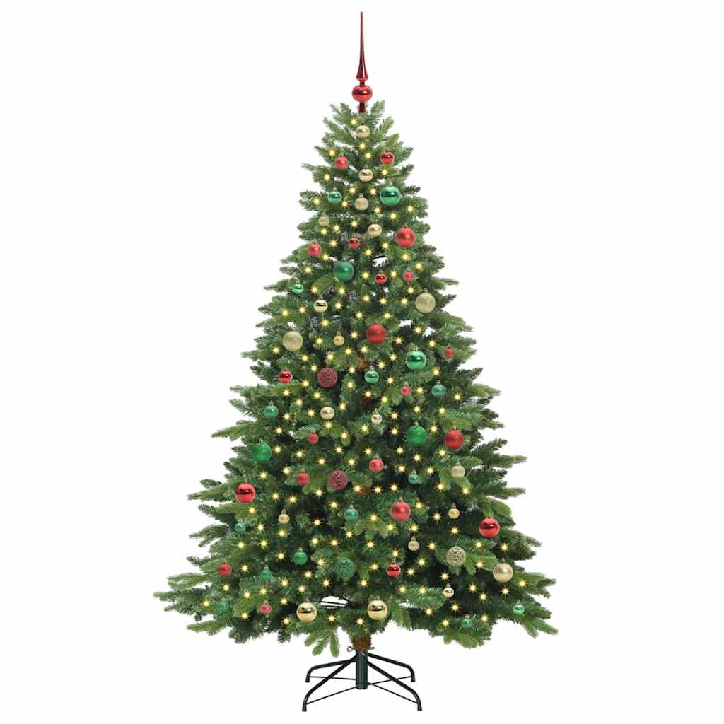 Kunstig juletre med 300 LED med stativ grønn 180 cm PE og PVC