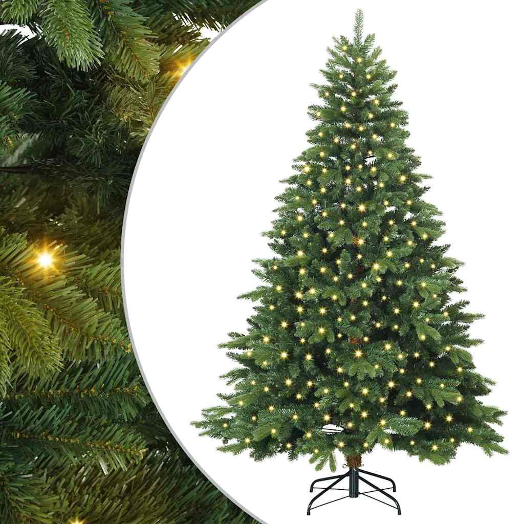 Kunstig juletre med 300 LED med stativ grønn 210 cm PE og PVC