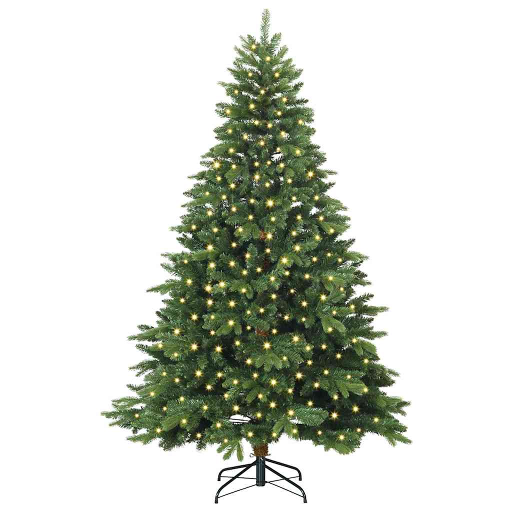 Kunstig juletre med 300 LED med stativ grønn 210 cm PE og PVC