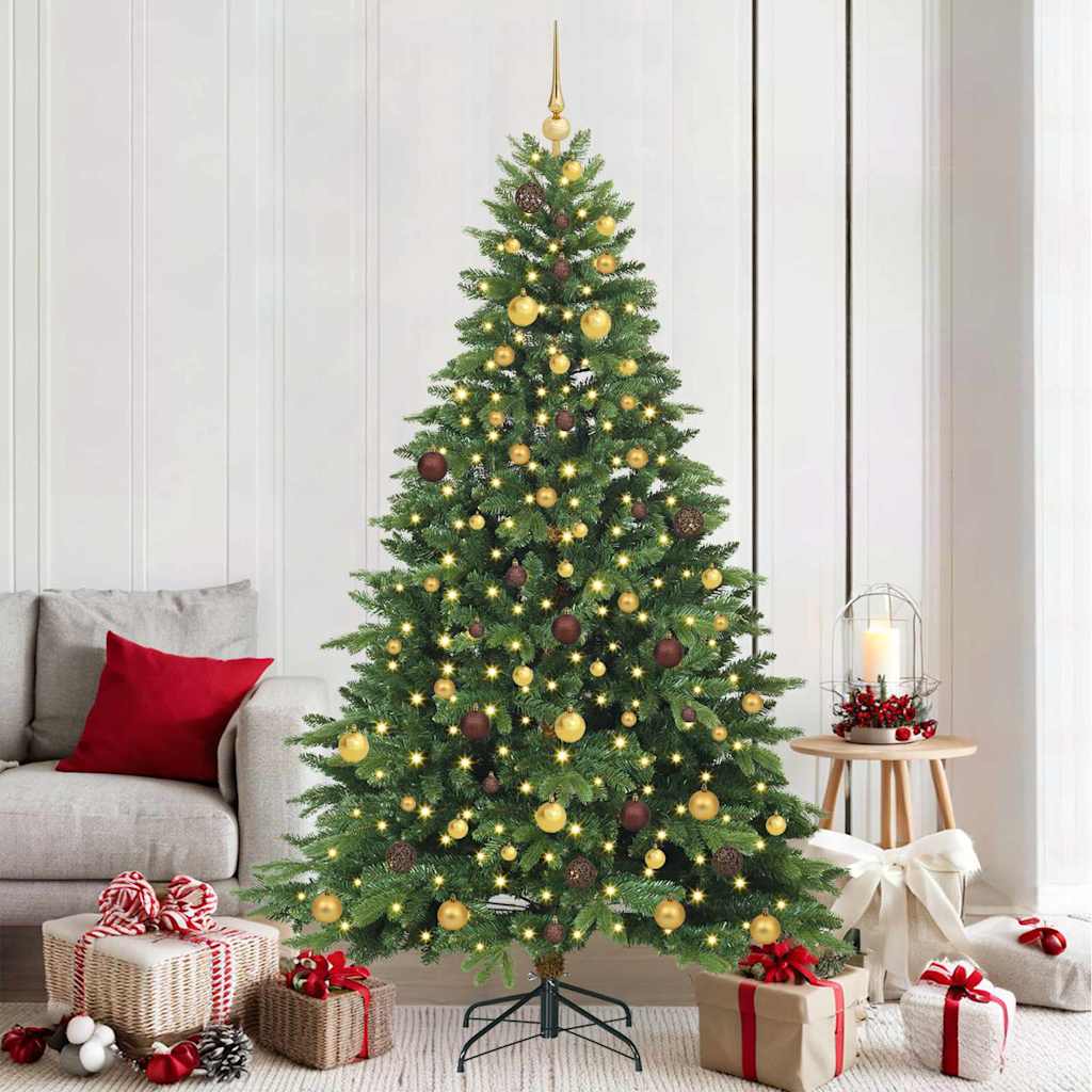 Kunstig juletre med 300 LED med stativ grønn 210 cm PE og PVC