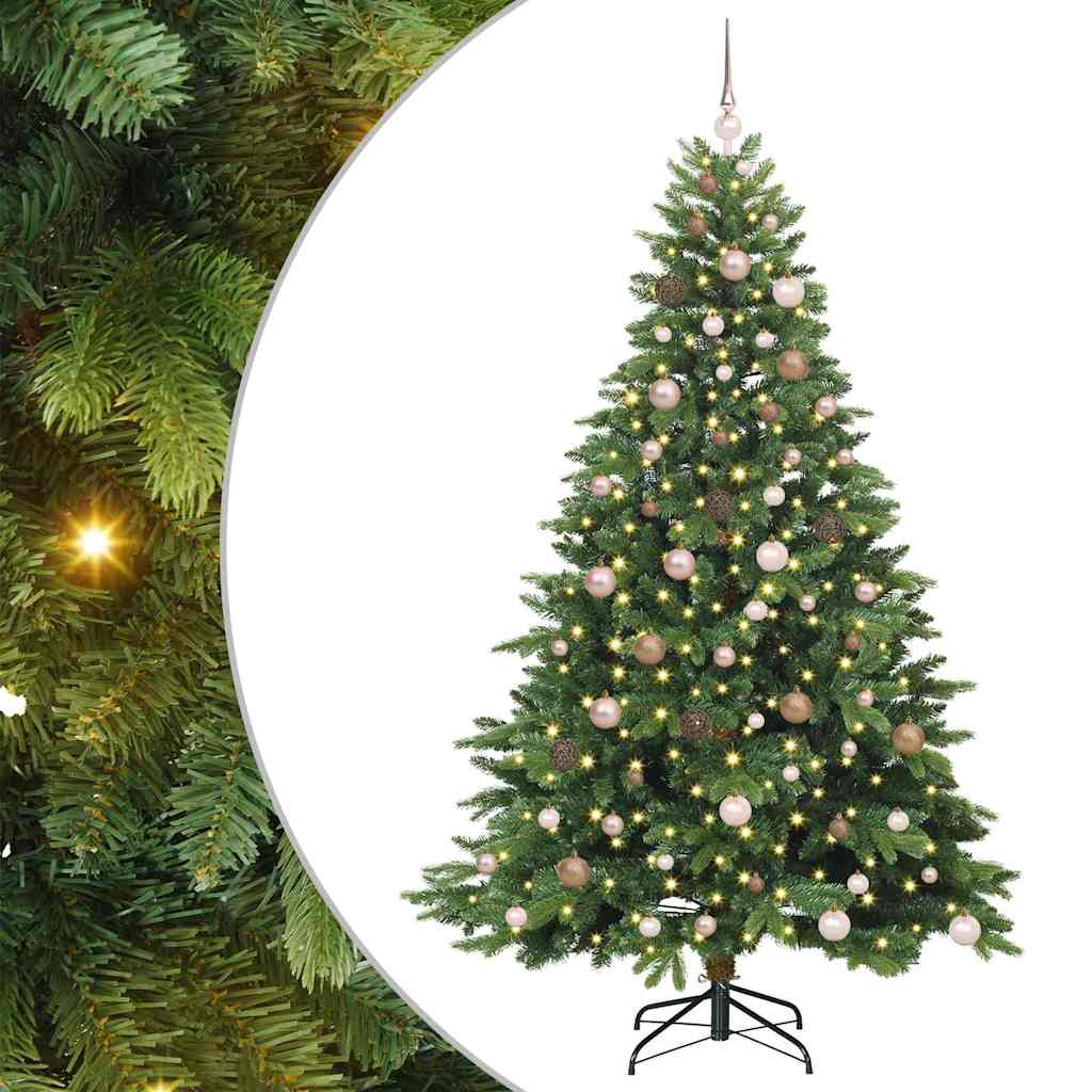 Kunstig juletre med 300 LED med stativ grønn 210 cm PE og PVC