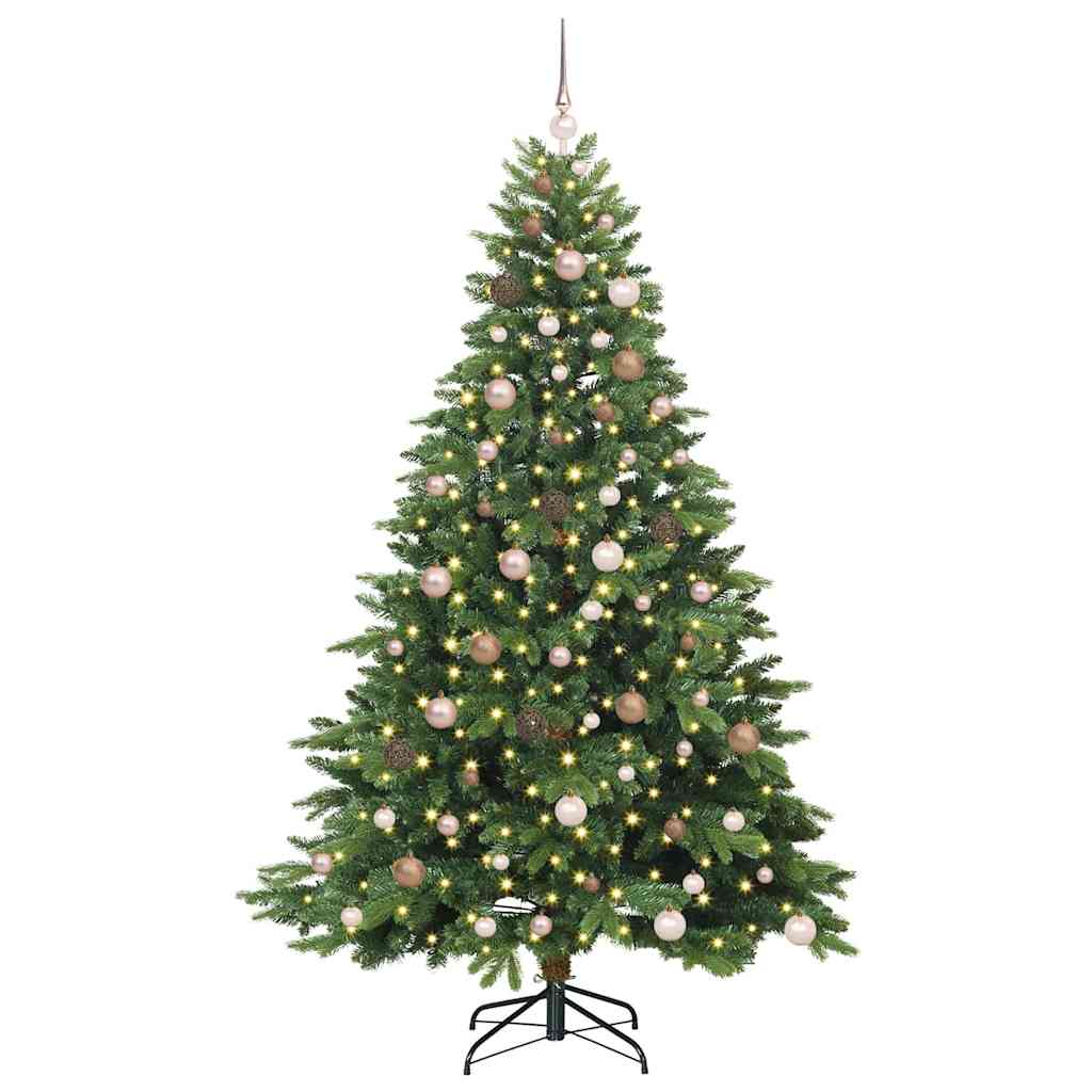 Kunstig juletre med 300 LED med stativ grønn 210 cm PE og PVC