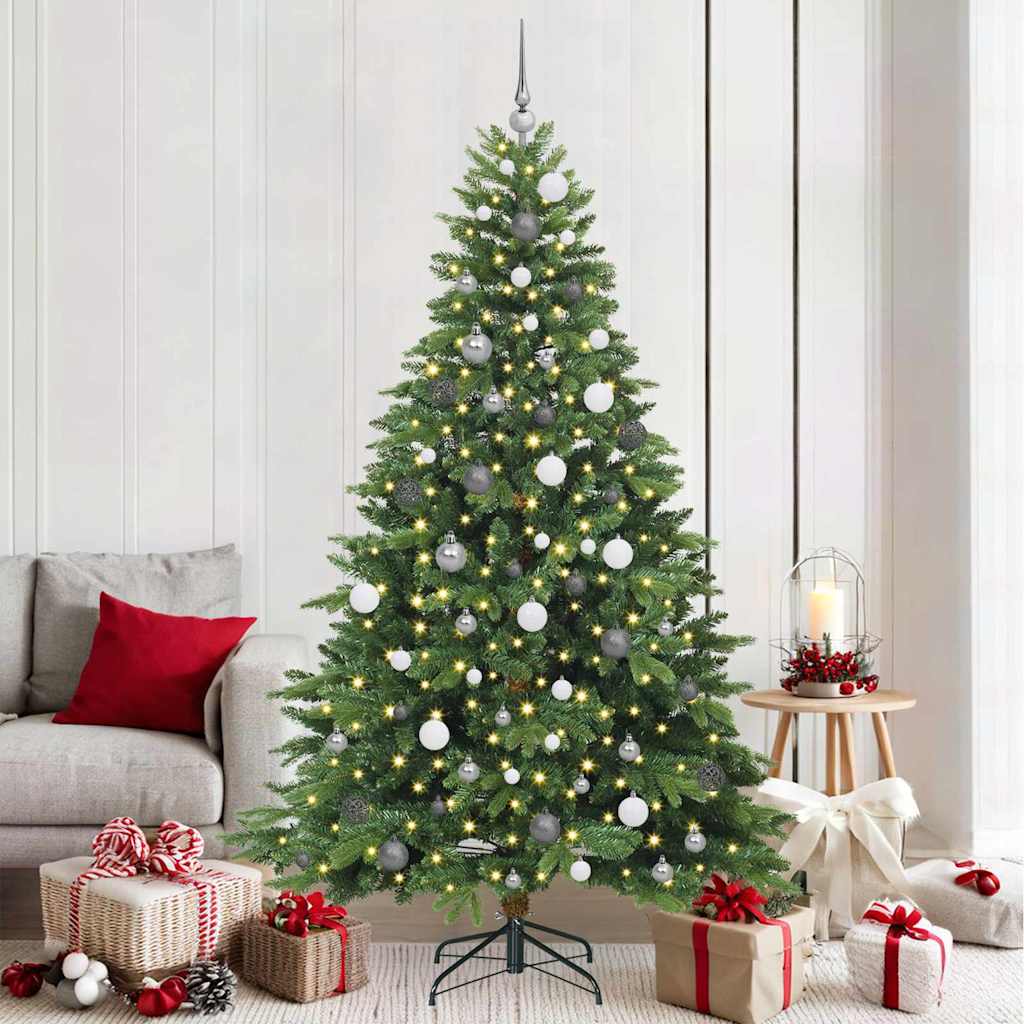 Kunstig juletre med 300 LED med stativ grønn 210 cm PE og PVC