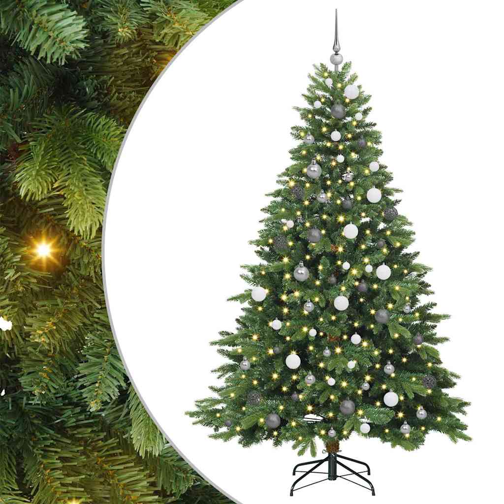 Kunstig juletre med 300 LED med stativ grønn 210 cm PE og PVC