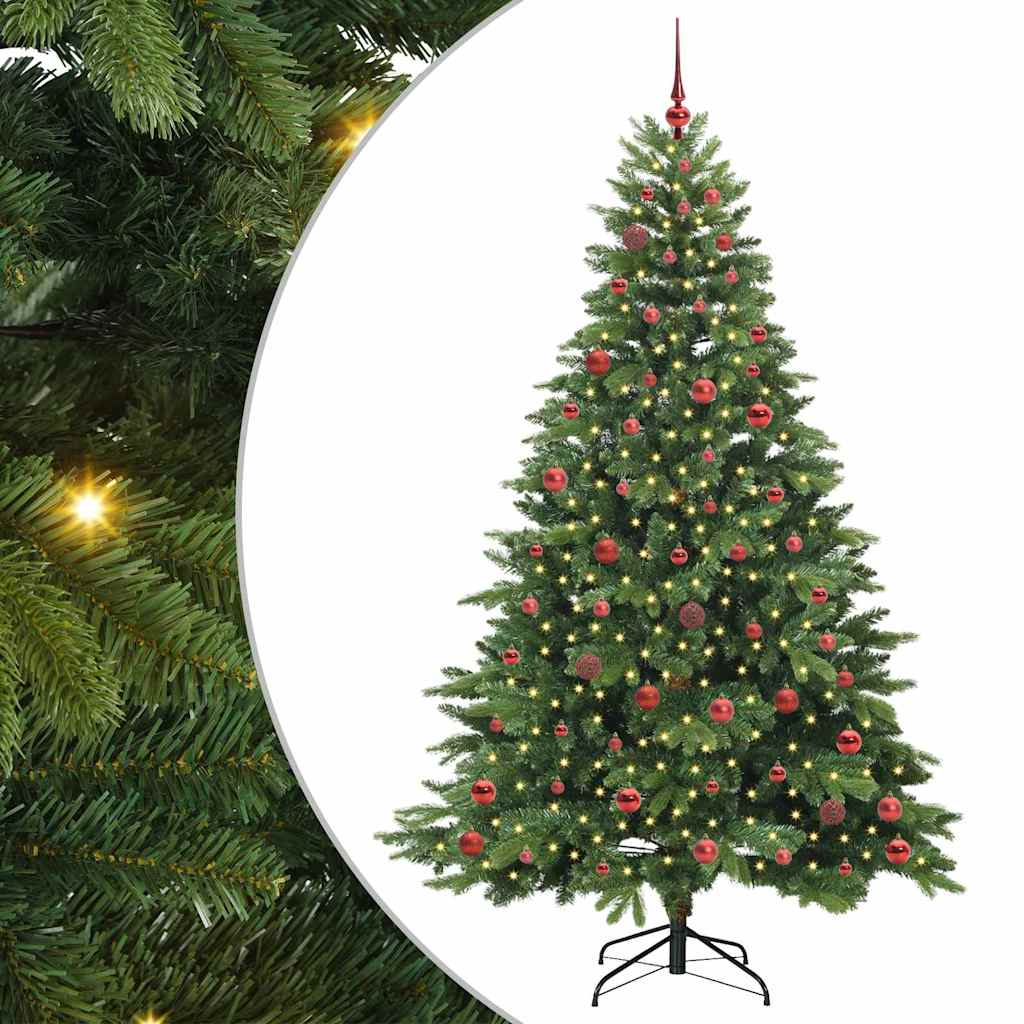 Kunstig juletre med 300 LED med stativ grønn 210 cm PE og PVC