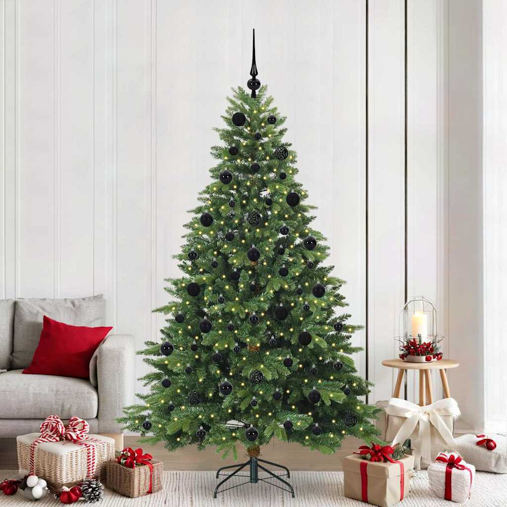 Kunstig juletre med 300 LED med stativ grønn 210 cm PE og PVC
