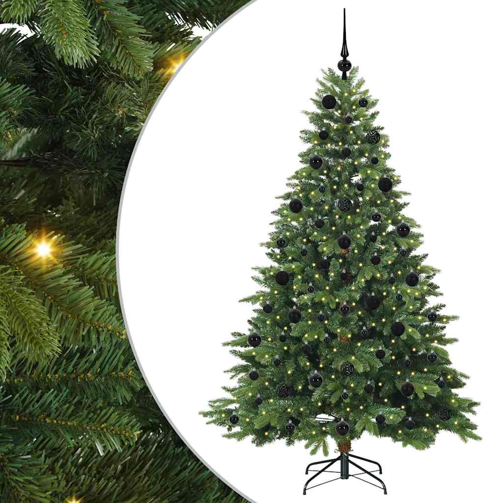 Kunstig juletre med 300 LED med stativ grønn 210 cm PE og PVC
