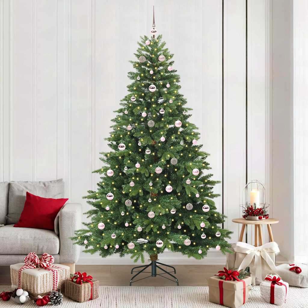Kunstig juletre med 300 LED med stativ grønn 210 cm PE og PVC