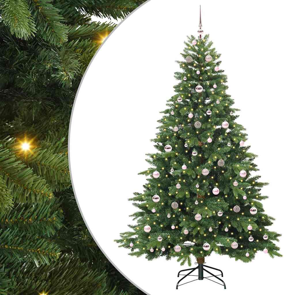 Kunstig juletre med 300 LED med stativ grønn 210 cm PE og PVC