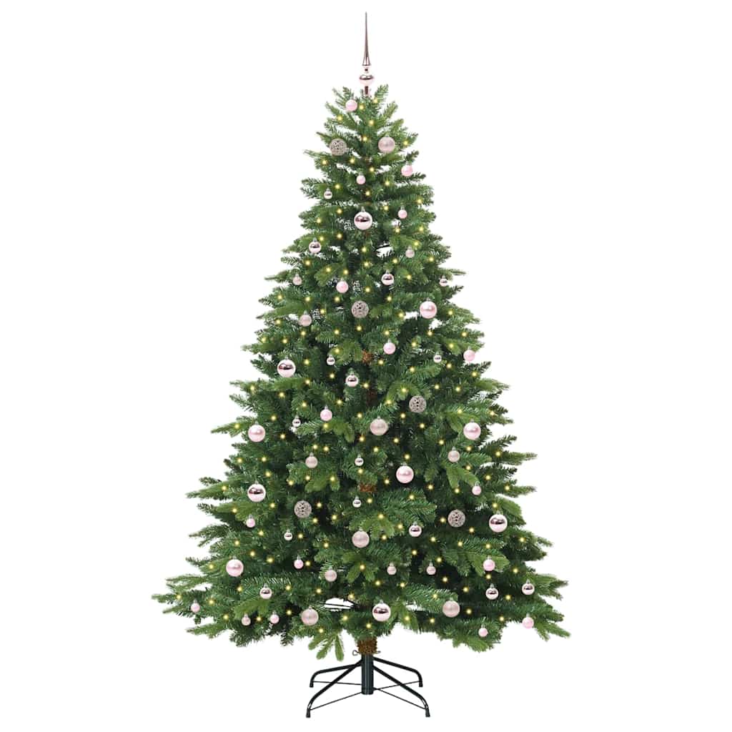 Kunstig juletre med 300 LED med stativ grønn 210 cm PE og PVC