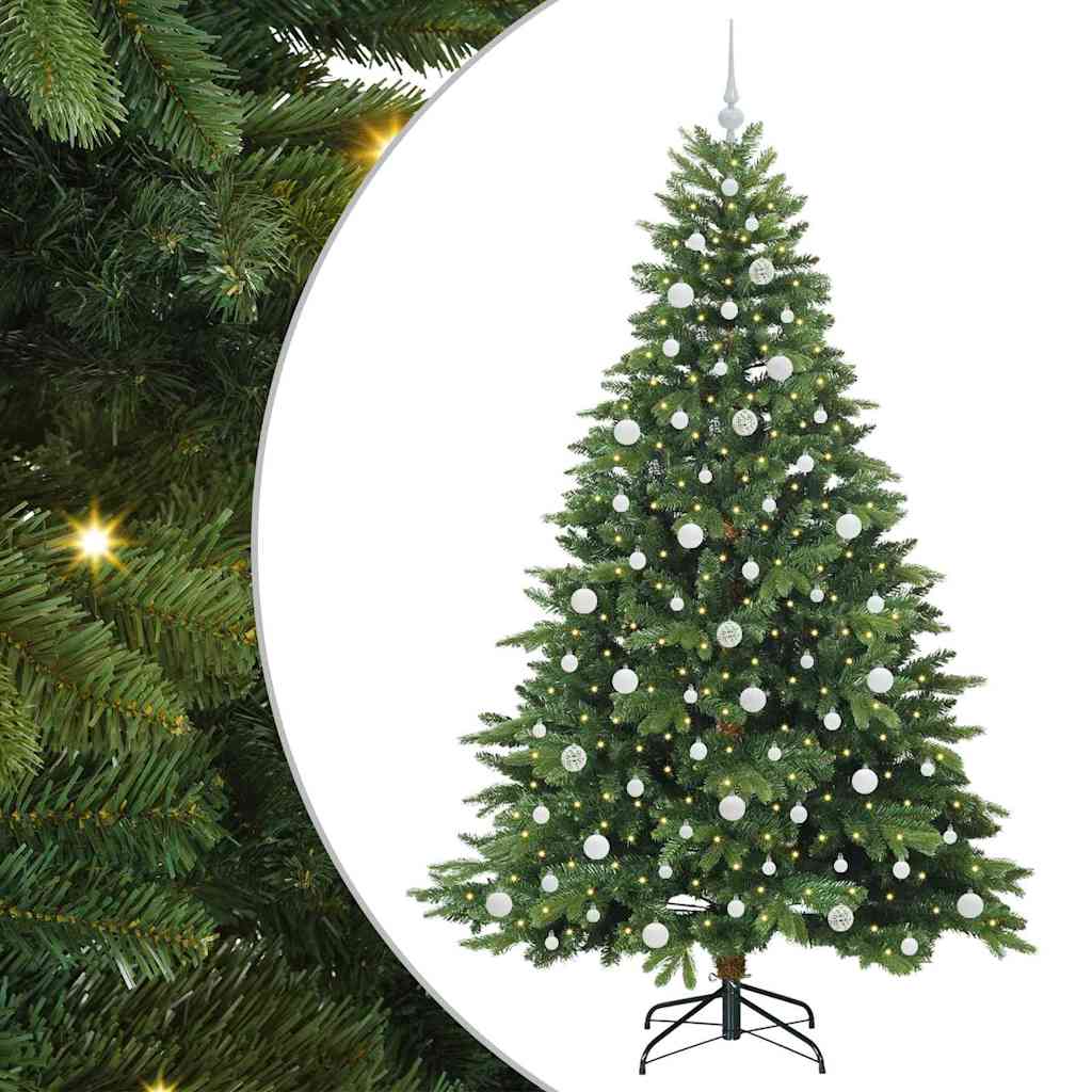 Kunstig juletre med 300 LED med stativ grønn 210 cm PE og PVC