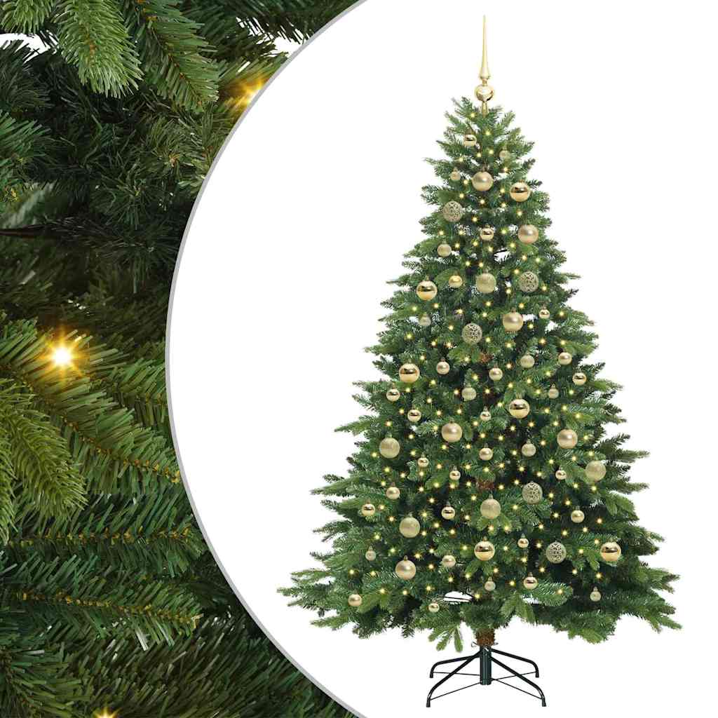 Kunstig juletre med 300 LED med stativ grønn 210 cm PE og PVC
