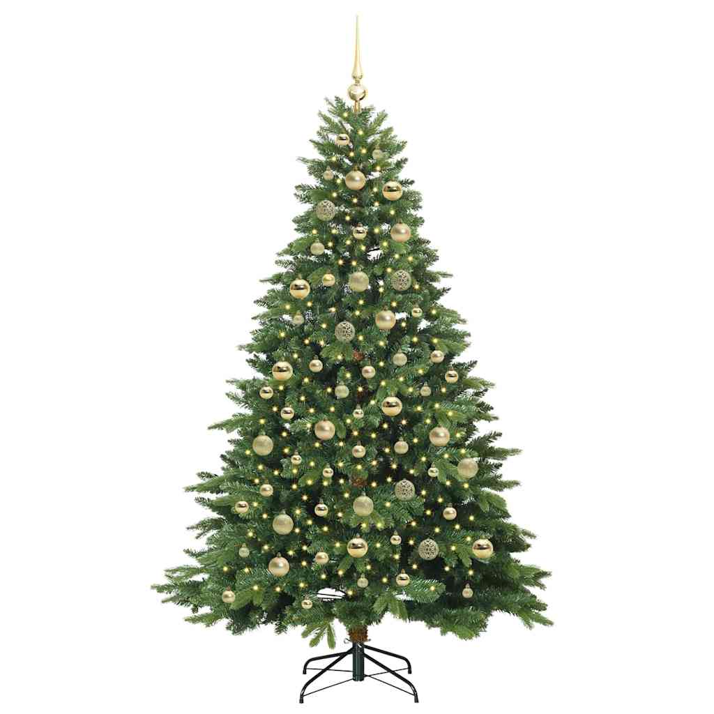 Kunstig juletre med 300 LED med stativ grønn 210 cm PE og PVC
