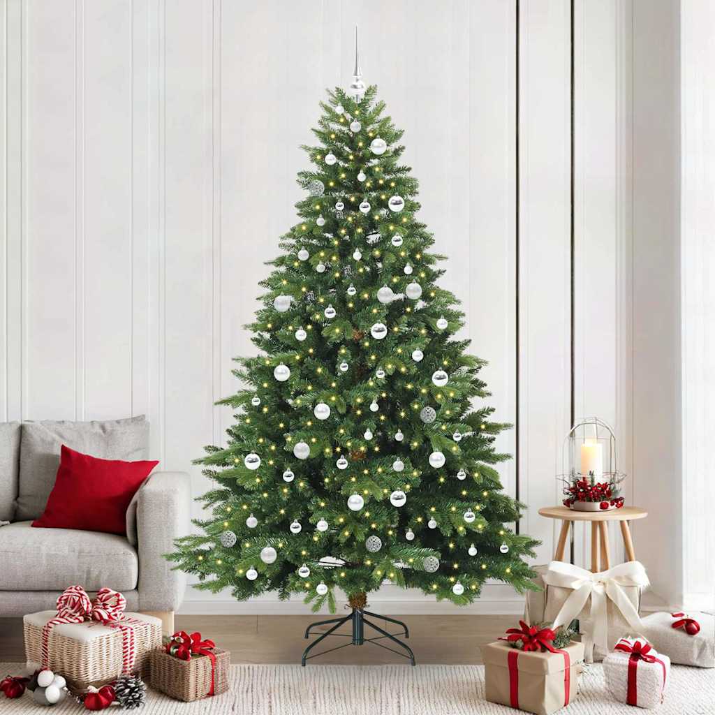 Kunstig juletre med 300 LED med stativ grønn 210 cm PE og PVC