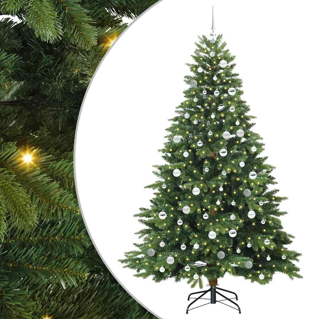 Kunstig juletre med 300 LED med stativ grønn 210 cm PE og PVC