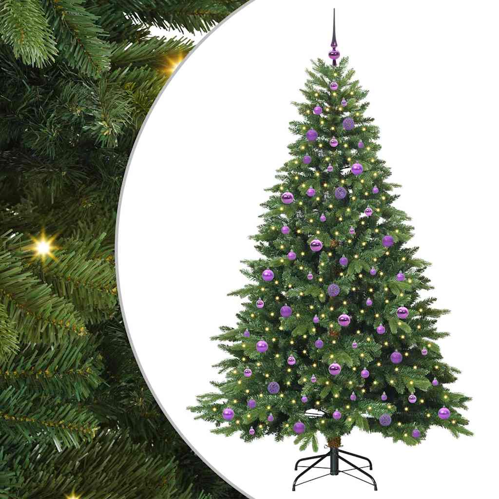 Kunstig juletre med 300 LED med stativ grønn 210 cm PE og PVC