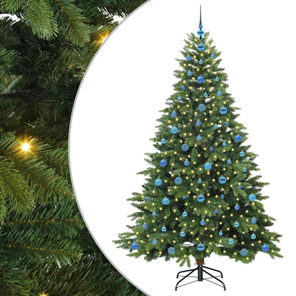 Kunstig juletre med 300 LED med stativ grønn 210 cm PE og PVC