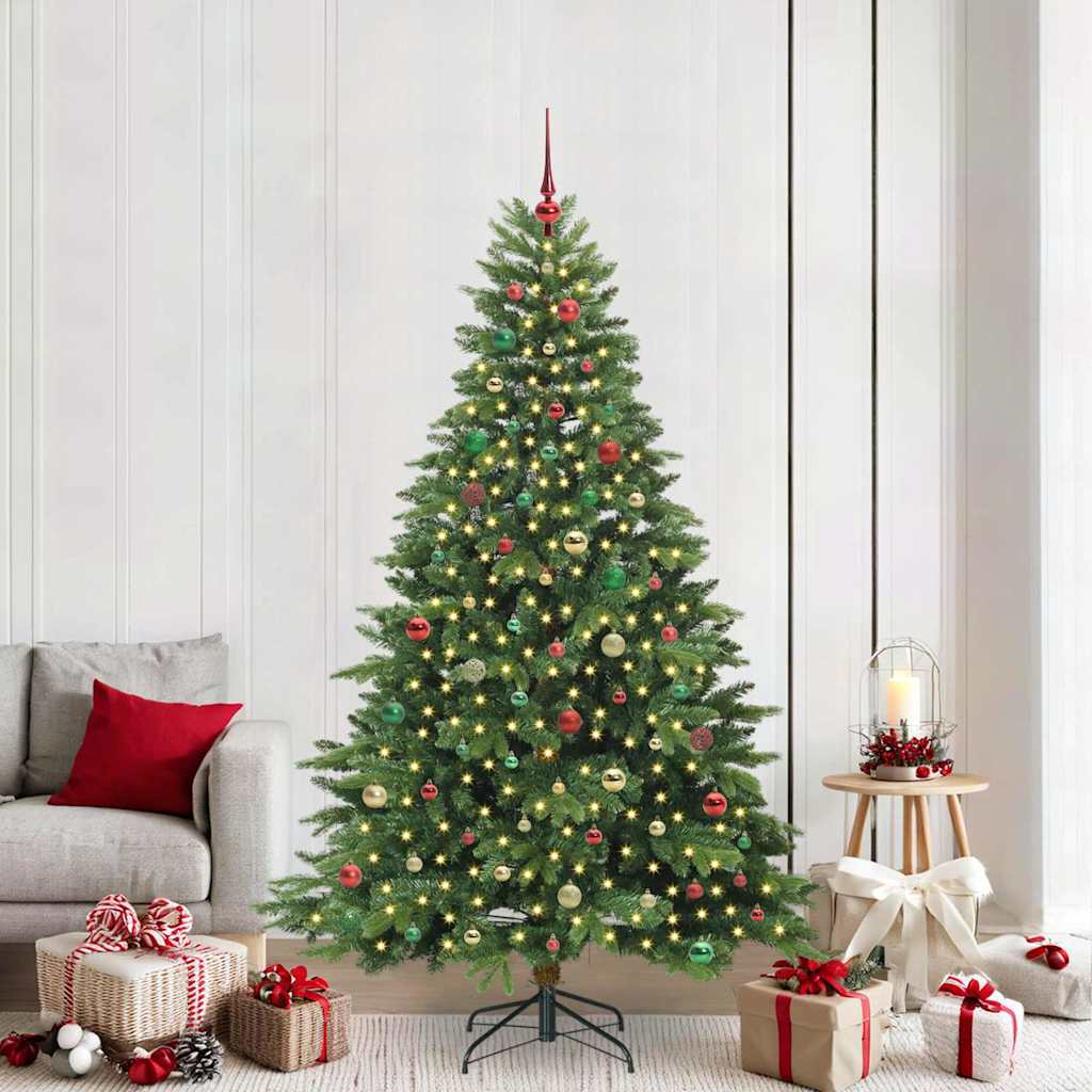 Kunstig juletre med 300 LED med stativ grønn 210 cm PE og PVC