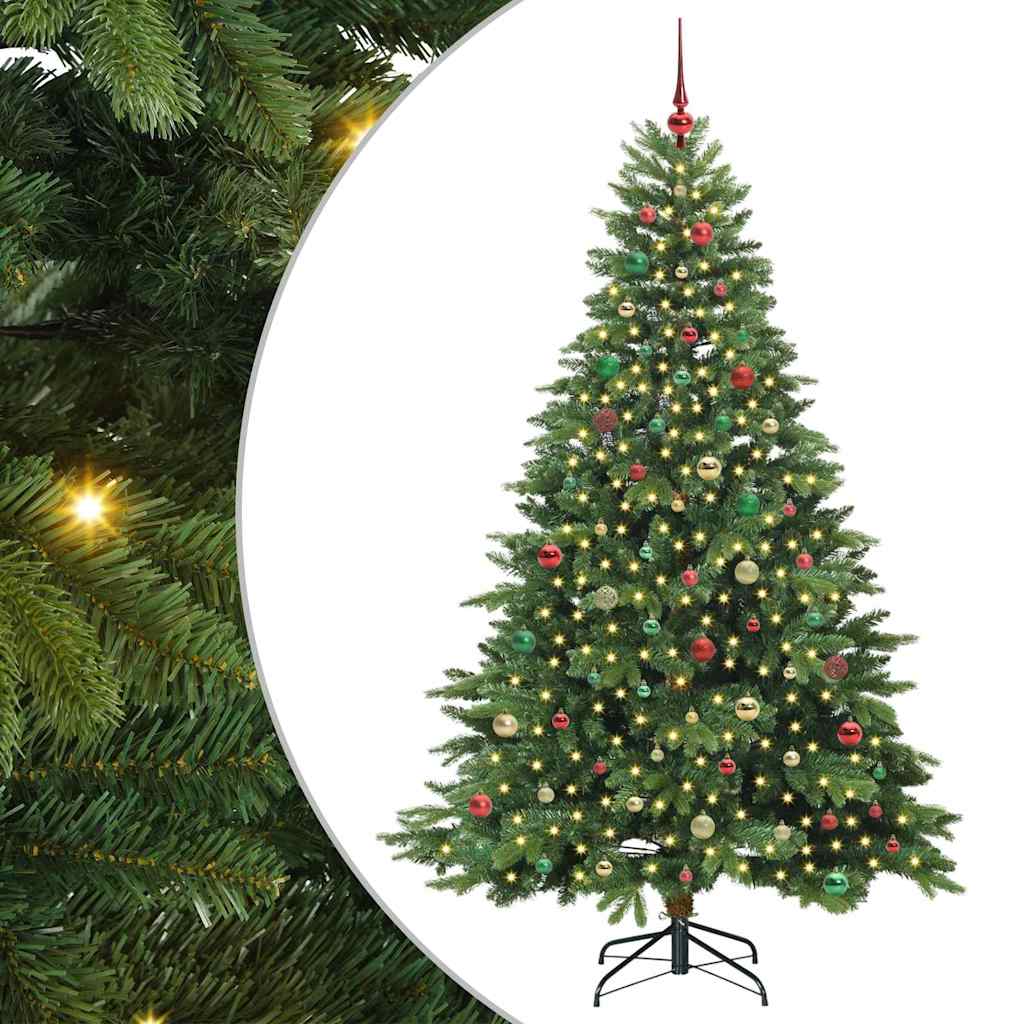 Kunstig juletre med 300 LED med stativ grønn 210 cm PE og PVC