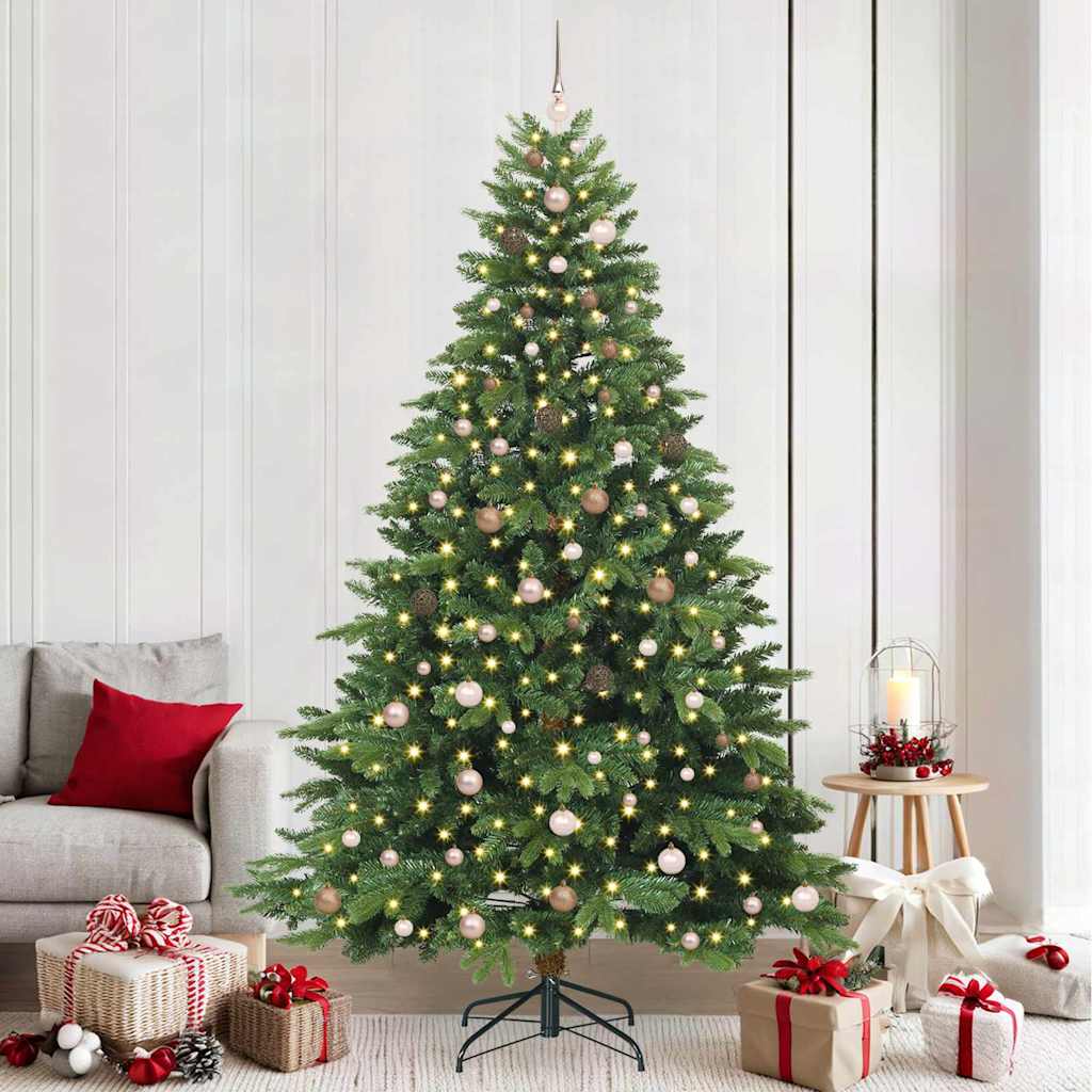 Kunstig juletre med 300 LED med stativ grønn 240 cm PE og PVC