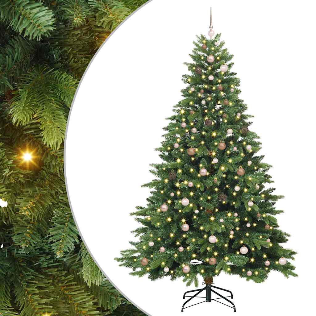 Kunstig juletre med 300 LED med stativ grønn 240 cm PE og PVC