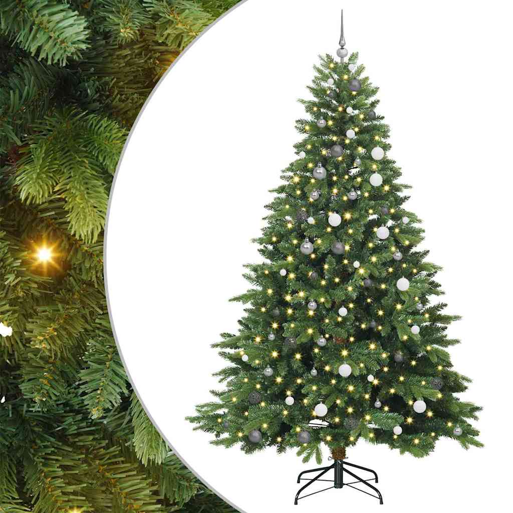 Kunstig juletre med 300 LED med stativ grønn 240 cm PE og PVC