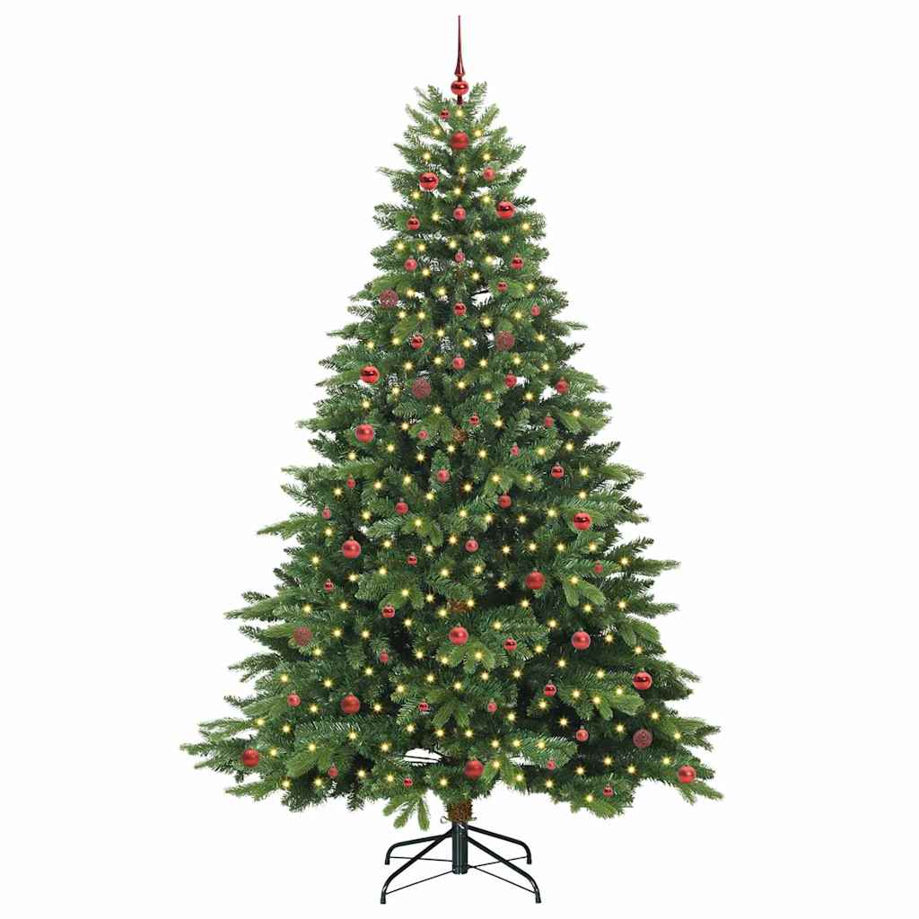 Kunstig juletre med 300 LED med stativ grønn 240 cm PE og PVC