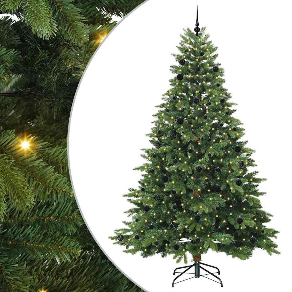 Kunstig juletre med 300 LED med stativ grønn 240 cm PE og PVC