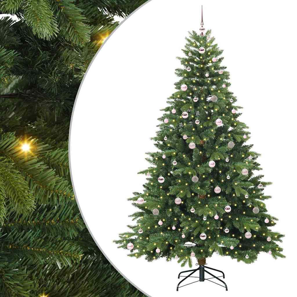 Kunstig juletre med 300 LED med stativ grønn 240 cm PE og PVC