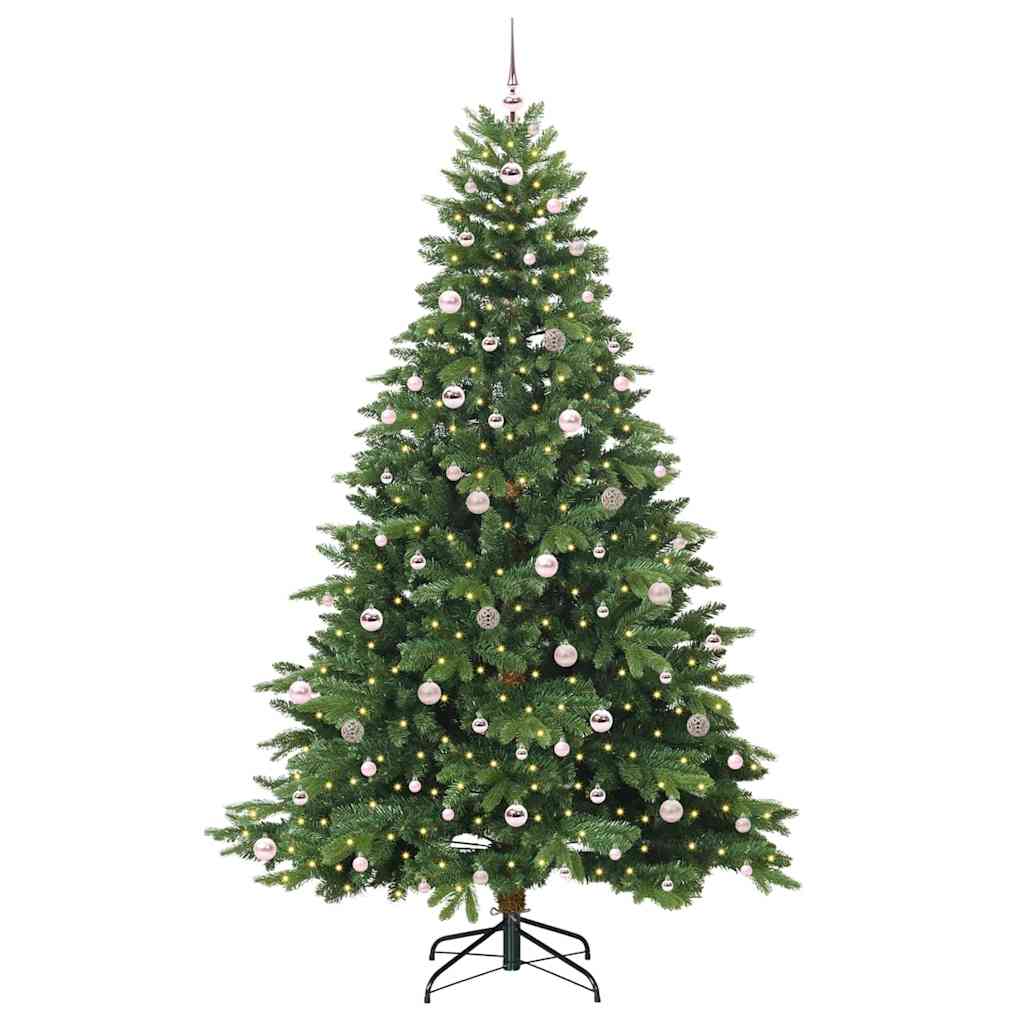 Kunstig juletre med 300 LED med stativ grønn 240 cm PE og PVC