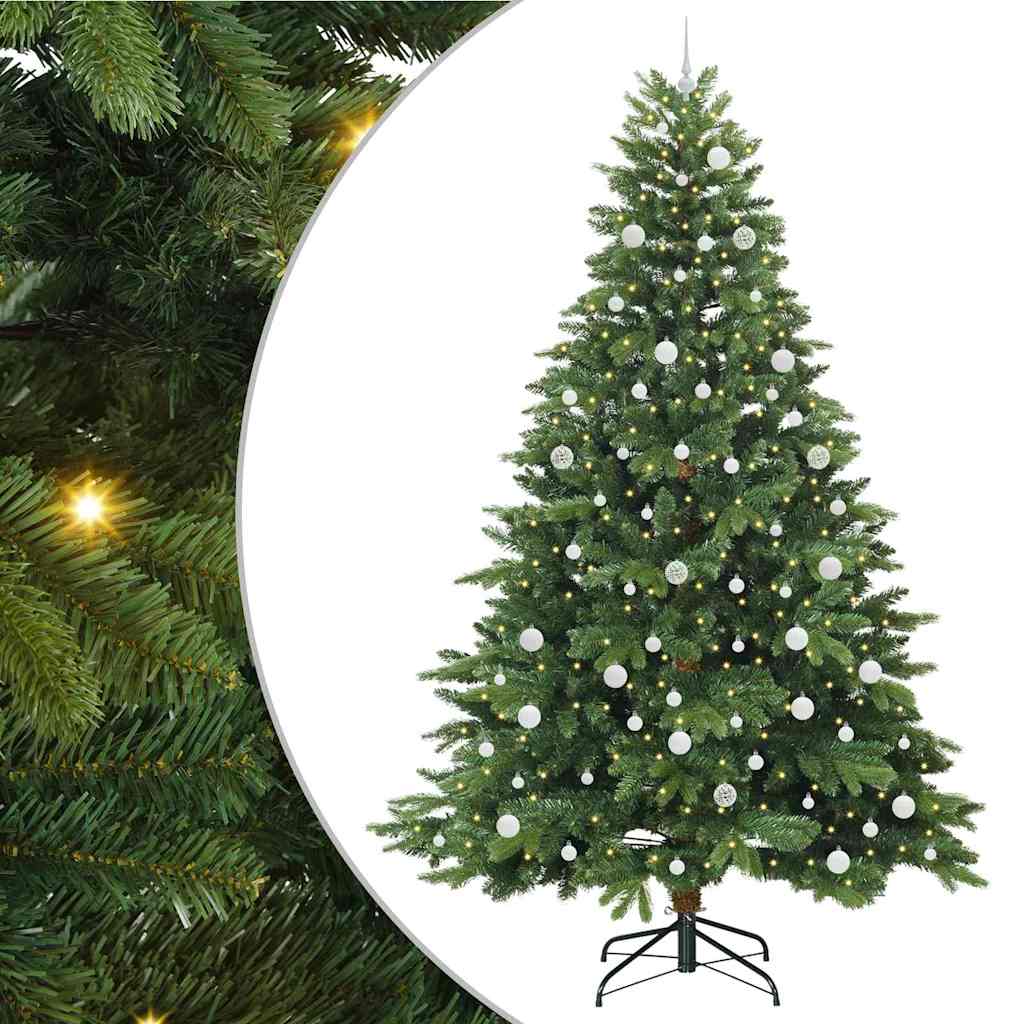 Kunstig juletre med 300 LED med stativ grønn 240 cm PE og PVC
