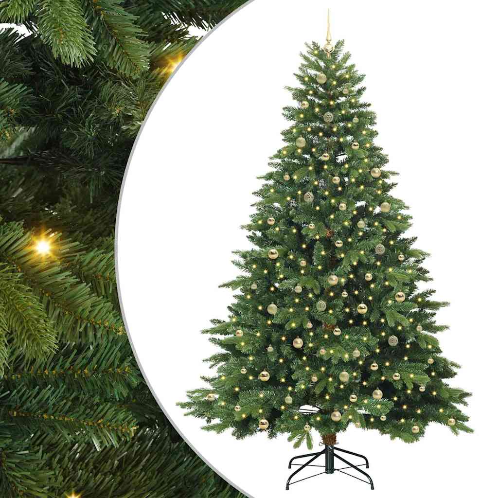 Kunstig juletre med 300 LED med stativ grønn 240 cm PE og PVC