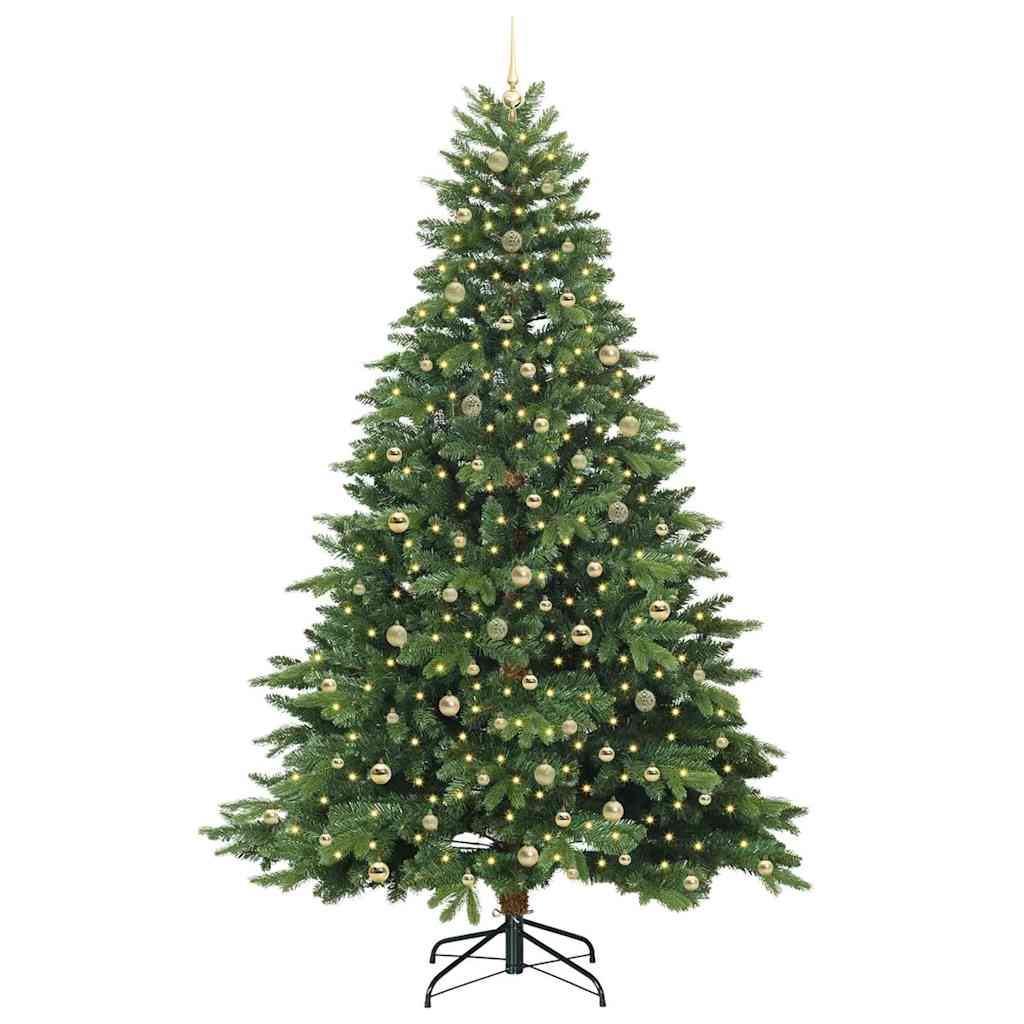 Kunstig juletre med 300 LED med stativ grønn 240 cm PE og PVC