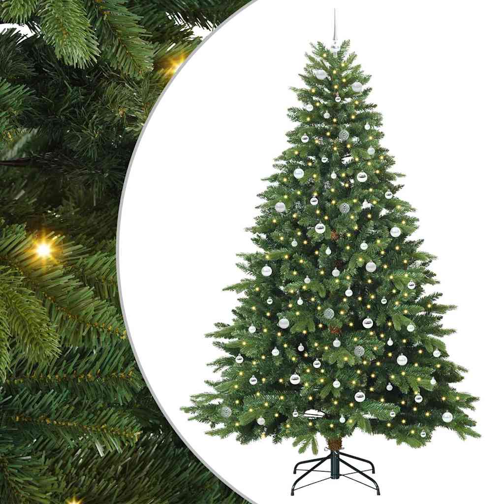 Kunstig juletre med 300 LED med stativ grønn 240 cm PE og PVC