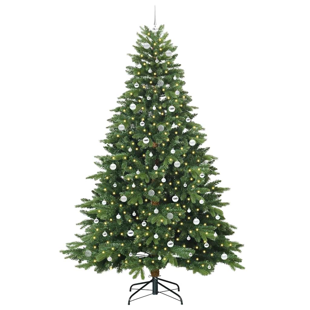 Kunstig juletre med 300 LED med stativ grønn 240 cm PE og PVC