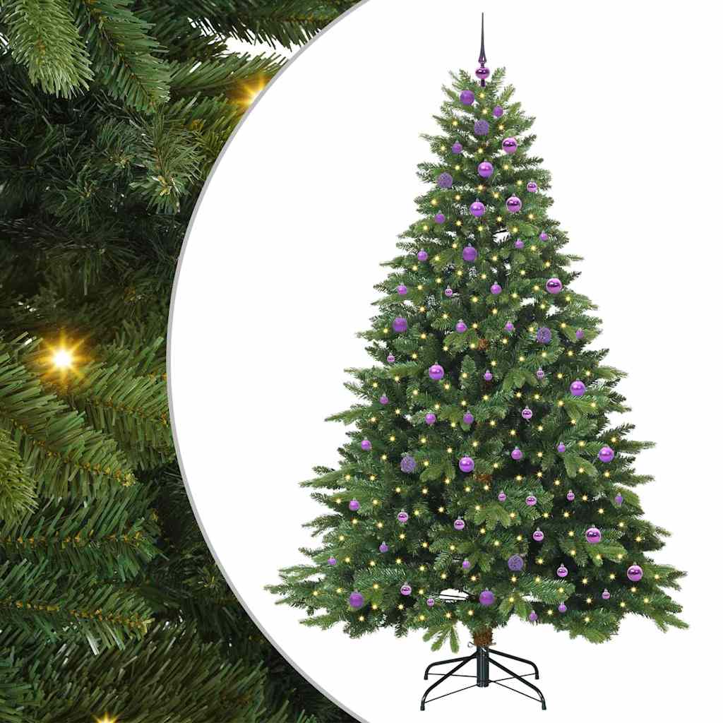 Kunstig juletre med 300 LED med stativ grønn 240 cm PE og PVC