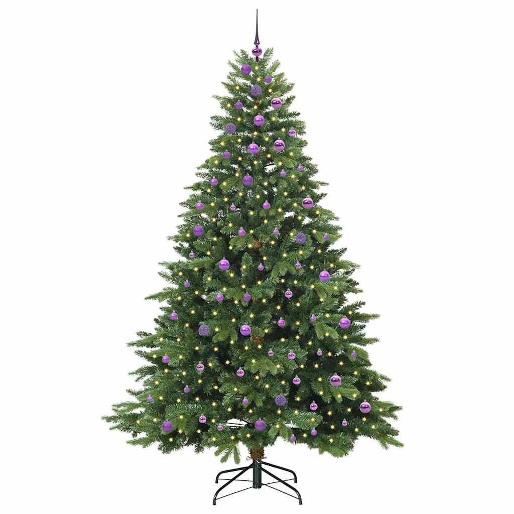 Kunstig juletre med 300 LED med stativ grønn 240 cm PE og PVC
