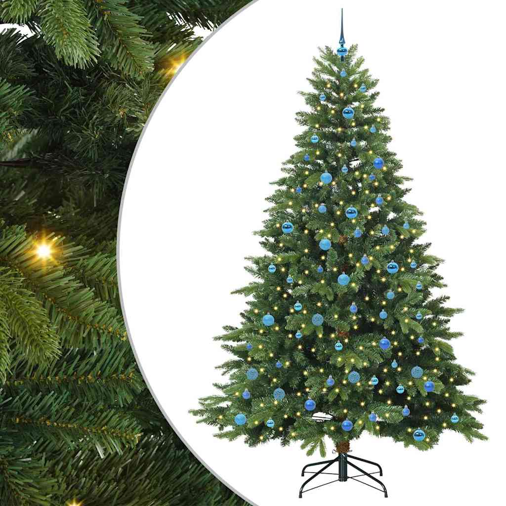 Kunstig juletre med 300 LED med stativ grønn 240 cm PE og PVC