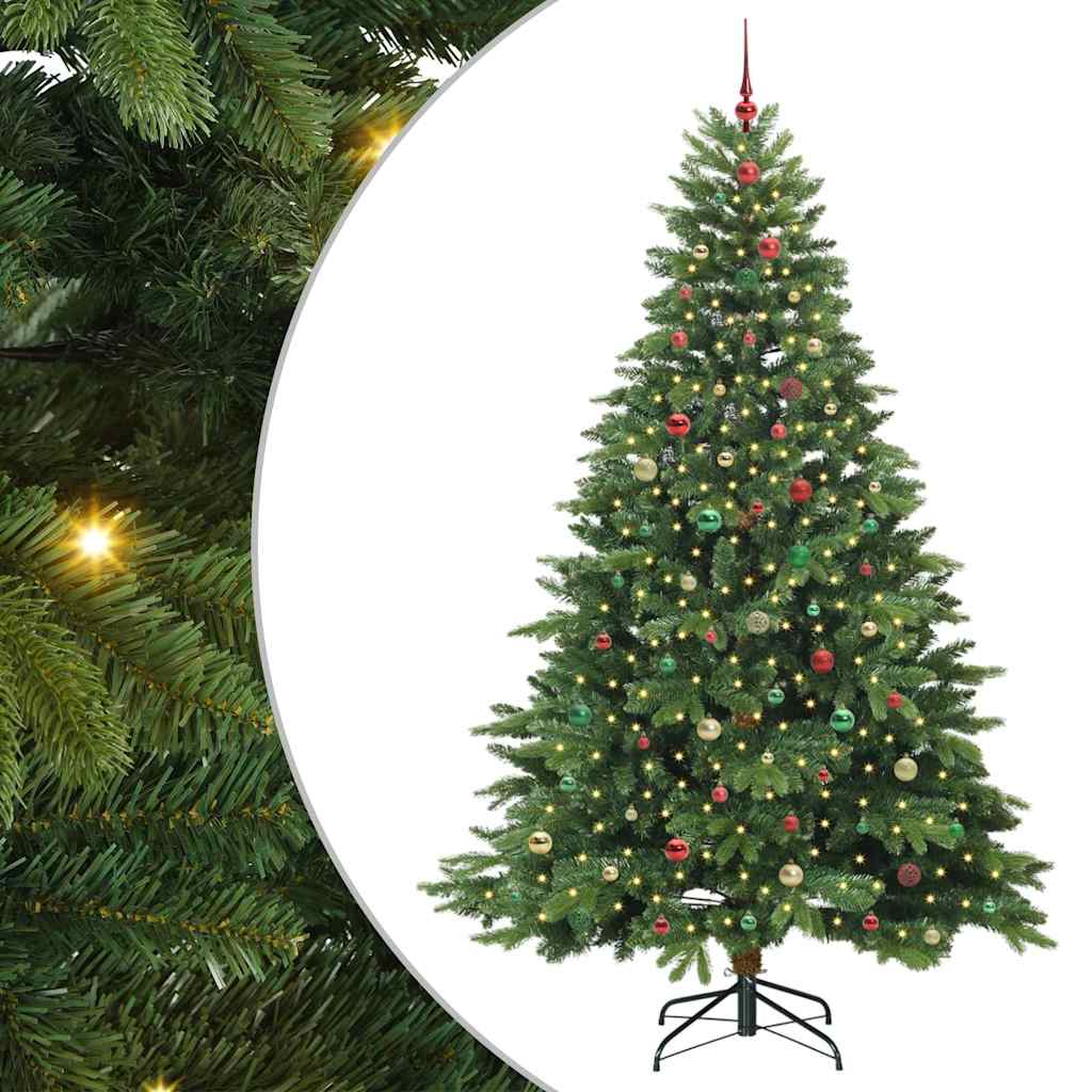 Kunstig juletre med 300 LED med stativ grønn 240 cm PE og PVC