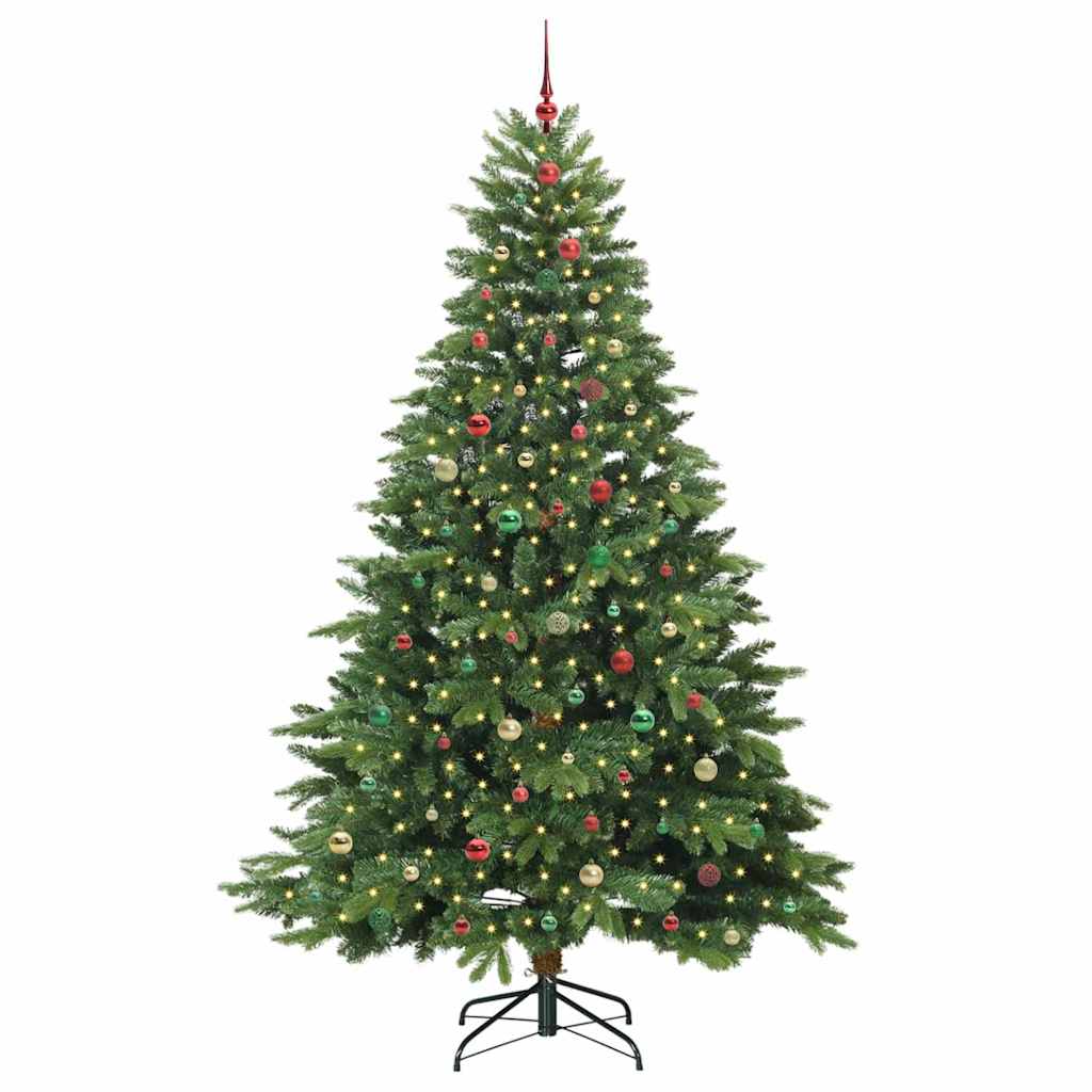 Kunstig juletre med 300 LED med stativ grønn 240 cm PE og PVC