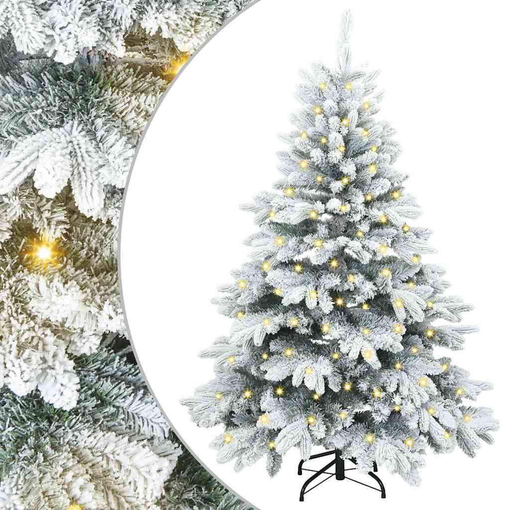 Kunstig juletre med 150 LED med stativ Hvit 150 cm PE og PVC
