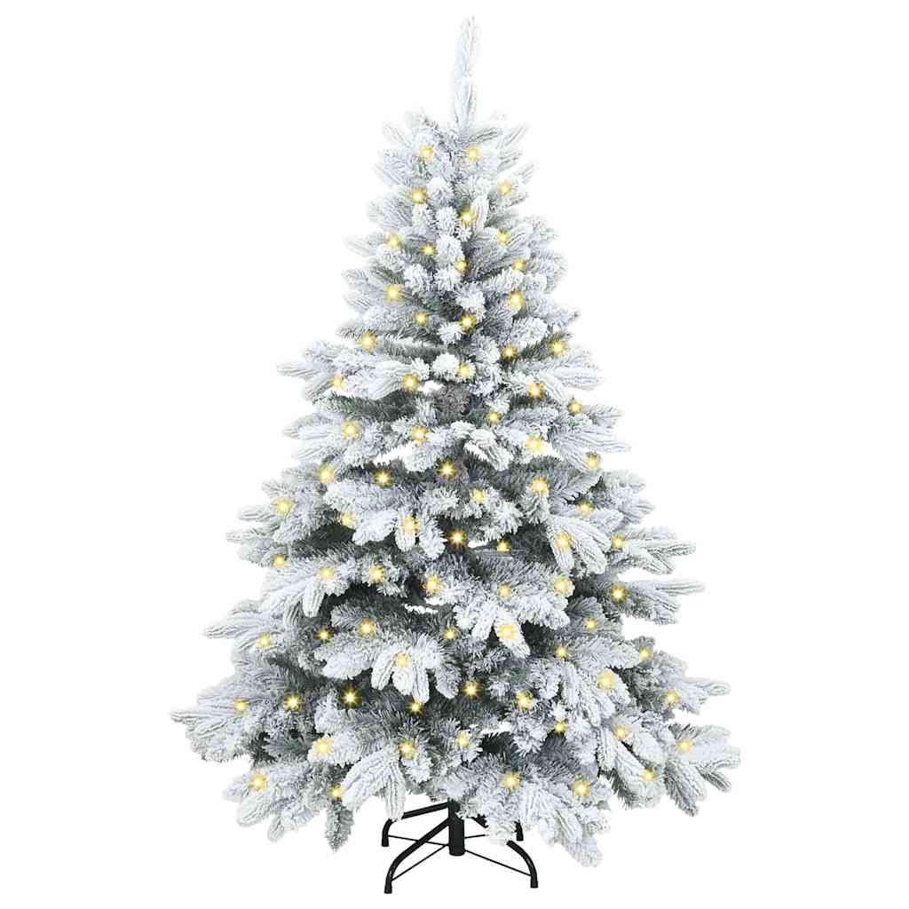 Kunstig juletre med 150 LED med stativ Hvit 150 cm PE og PVC