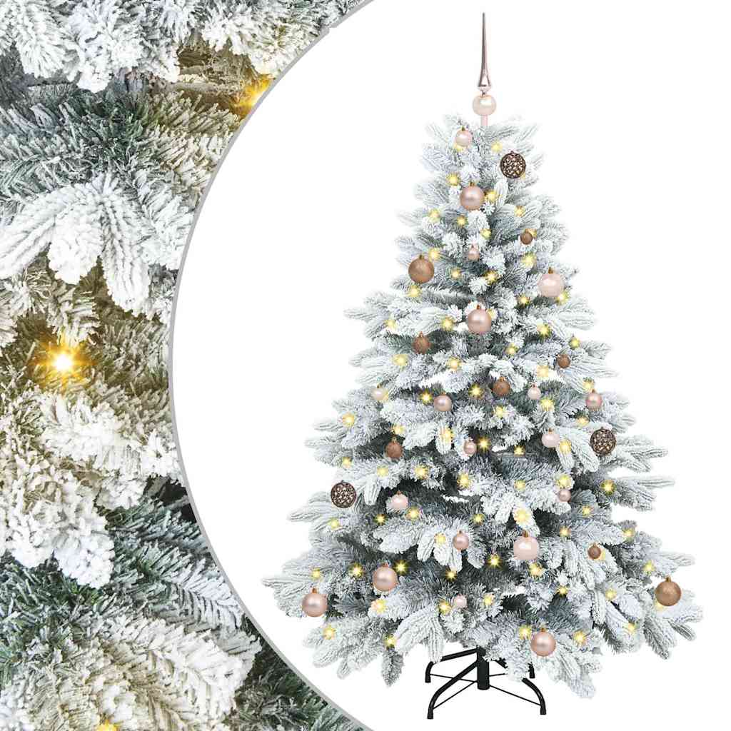 Kunstig juletre med 150 LED med stativ Hvit 150 cm PE og PVC