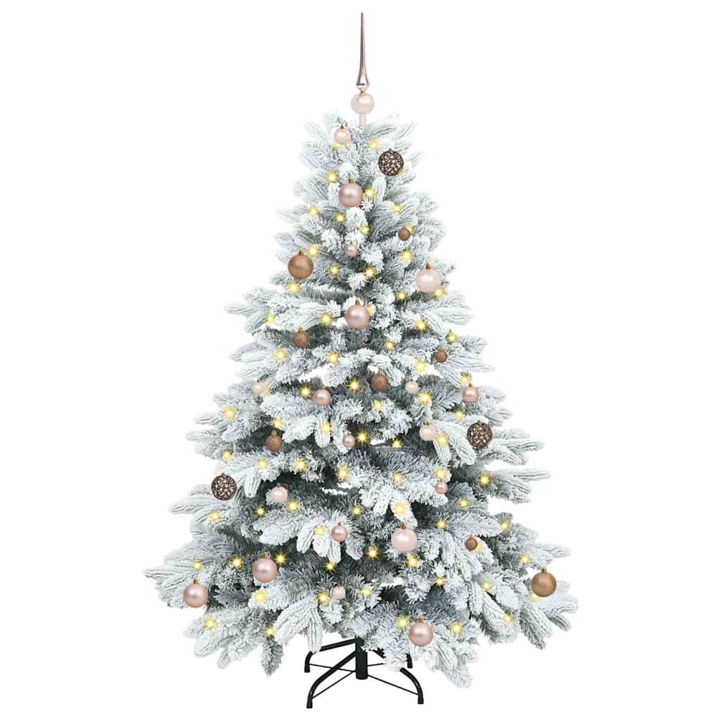 Kunstig juletre med 150 LED med stativ Hvit 150 cm PE og PVC