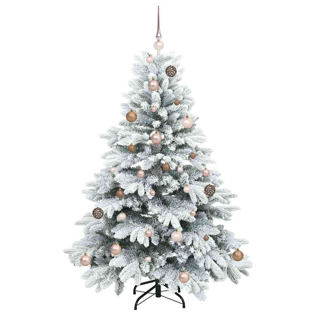 Kunstig juletre med 150 LED med stativ Hvit 150 cm PE og PVC