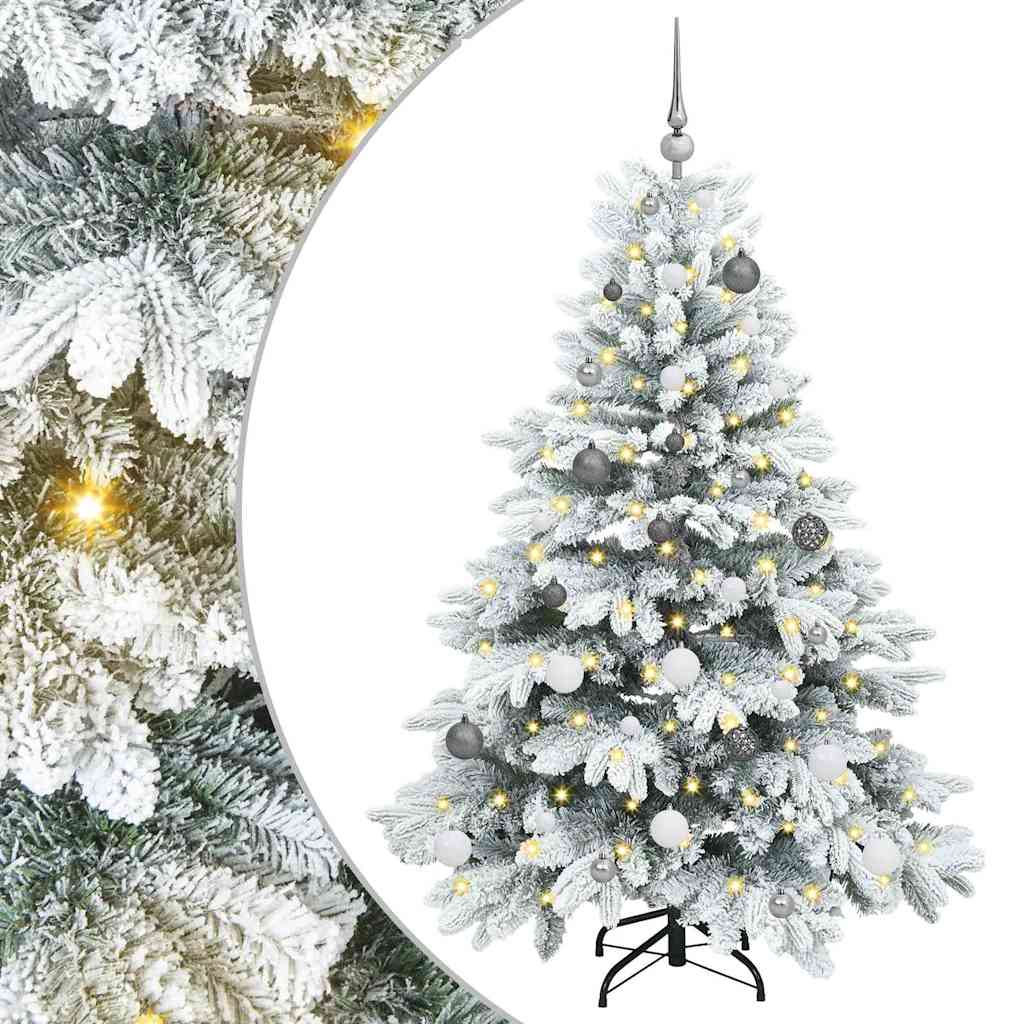 Kunstig juletre med 150 LED med stativ grønn 150 cm PE og PVC