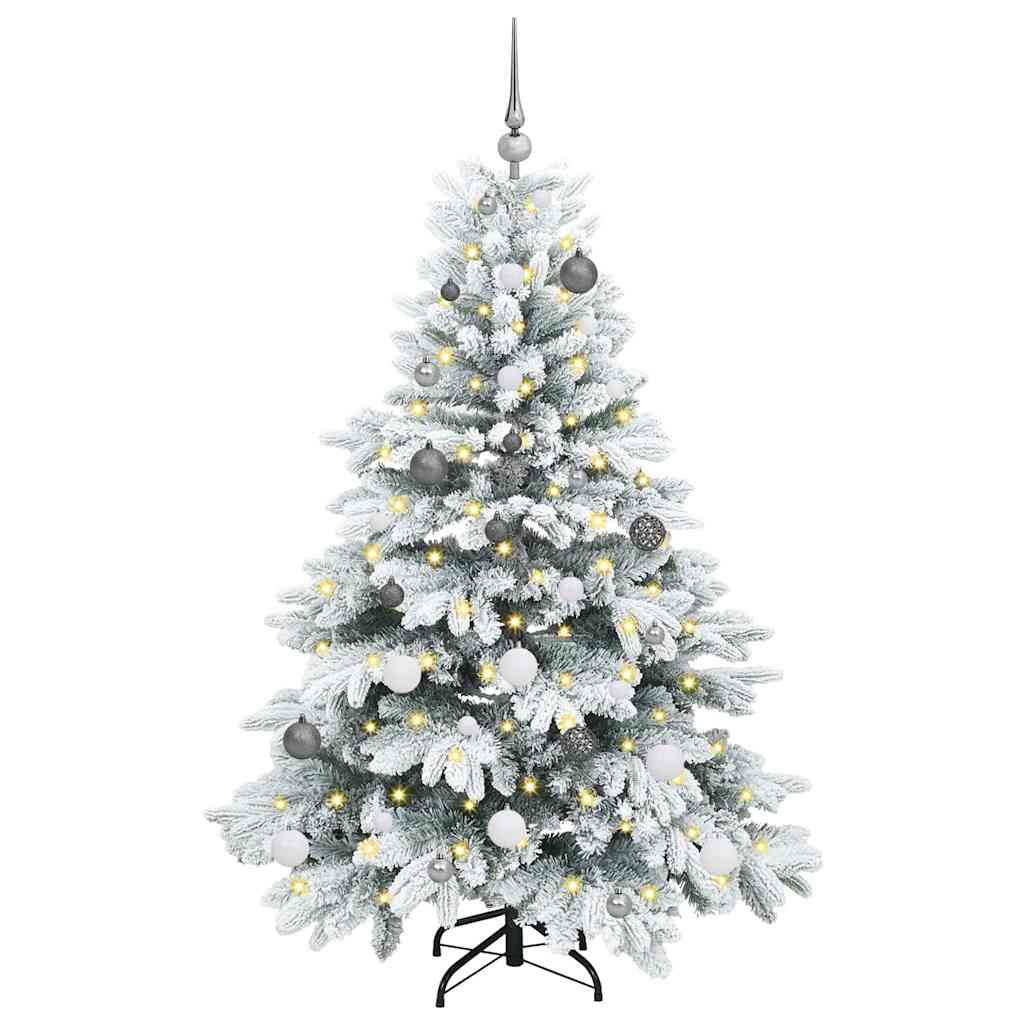 Kunstig juletre med 150 LED med stativ grønn 150 cm PE og PVC