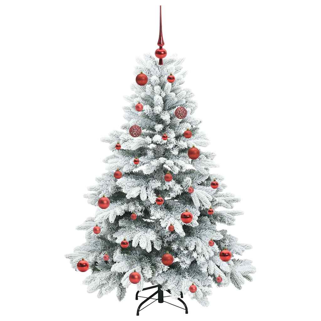 Kunstig juletre med 150 LED med stativ Hvit 150 cm PE og PVC
